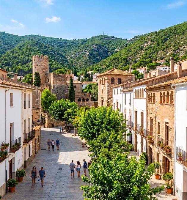 Vistas de las zonas peatonales, el casco histórico y la imponente naturaleza del Parc del Garraf
